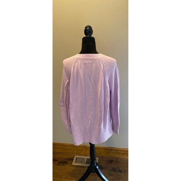 Old Navy Sweater Crewneck Oversized Large Pink Purple Hi Low Hem 55% Cotton - Picture 5 of 11